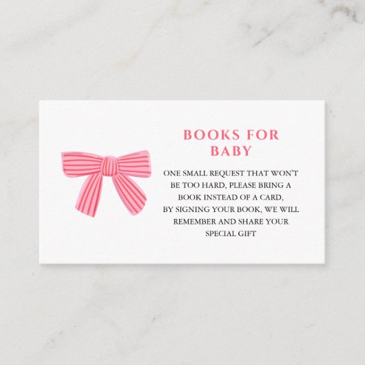 可愛いピンクの弓ベビーシャワー予約リクエスト エンクロージャーカード (正面)