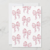 可愛いピンクの弓リトル恋しく思オネダーフル1歳の誕生日 招待状 (裏面)