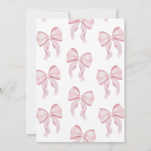 可愛いピンクの弓リトル恋しく思オネダーフル1歳の誕生日 招待状 (裏面)