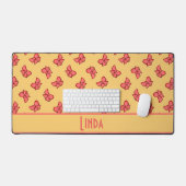 可愛いピンクの弓結び模様 デスクマット (キーボード&マウス)