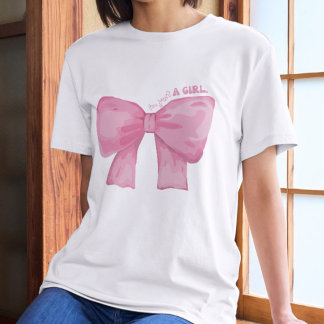 可愛いピンクの弓 – 「私は女の子だ」 トライブレンドＴシャツ