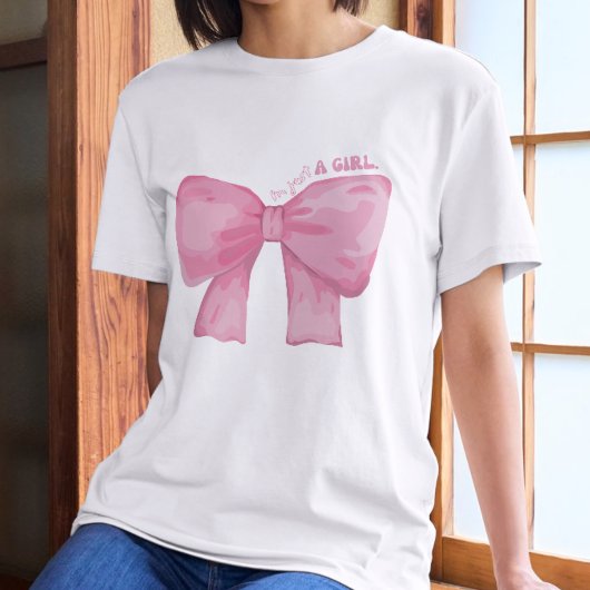 可愛いピンクの弓 – 「私は女の子だ」 トライブレンドTシャツ