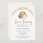 可愛いピンクの愛がコーヒーブライダルシャワー 招待状 (正面/裏面)