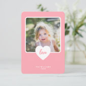 可愛いピンクの愛の教室フォトバレンタインのデイカード サンキューカード (スタンド正面)