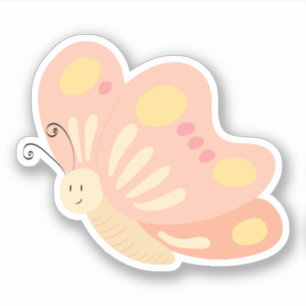 可愛いピンクの桃色黄色の女の子らしい蝶々 シール