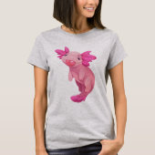 可愛いピンクの水彩ウーパールーパー レディースTシャツ Tシャツ (正面)
