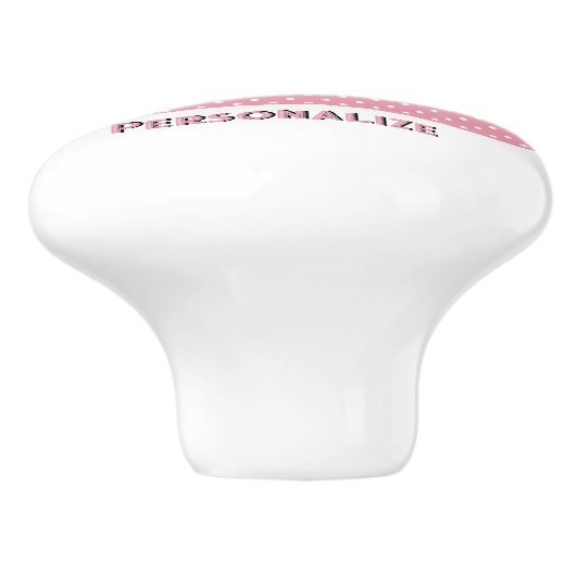 可愛いピンクの水玉模様裁縫マシンのパーソナライズ セラミックノブ (側面)