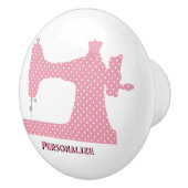 可愛いピンクの水玉模様裁縫マシンのパーソナライズ セラミックノブ (右)