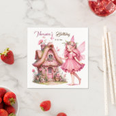 可愛いピンクの水色の城ガーリーの妖女 スタンダードカクテルナプキン (インサイチュ)