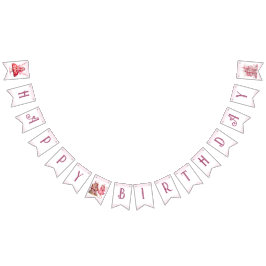 可愛いピンクの水色の城ガーリーの妖女 バンティングフラッグ