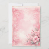 可愛いピンクの水色の城ガーリーの妖女 招待状 (裏面)