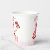 可愛いピンクの水色の城ガーリーの妖女 紙コップ (右)