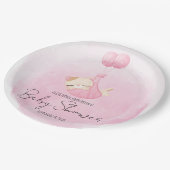 可愛いピンクの水色の子猫のためのベビーガールシャワー ペーパープレート (アングル)