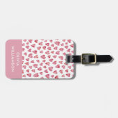 可愛いピンクの水色の愛のハートパターン ラゲッジタグ (正面横)