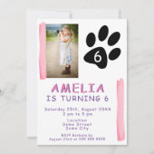 可愛いピンクの水色キッズフォトバースデーパーティー 招待状 (正面)