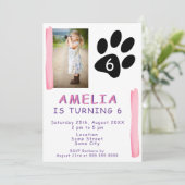 可愛いピンクの水色キッズフォトバースデーパーティー 招待状 (スタンド正面)