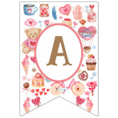 可愛いピンクの水色テディベアとハート バンティングフラッグ (第2の旗)