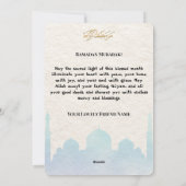 可愛いピンクの水色ラマダンムバラクカスタマイズ シーズンカード (裏面)