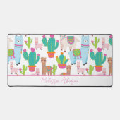 可愛いピンクの水色ラマ デスクマット (正面)