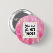 可愛いピンクの水色最高の先生鑑賞 缶バッジ (正面&裏面)