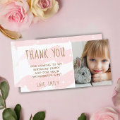 可愛いピンクの波の水の色スターガールフォト サンキューカード