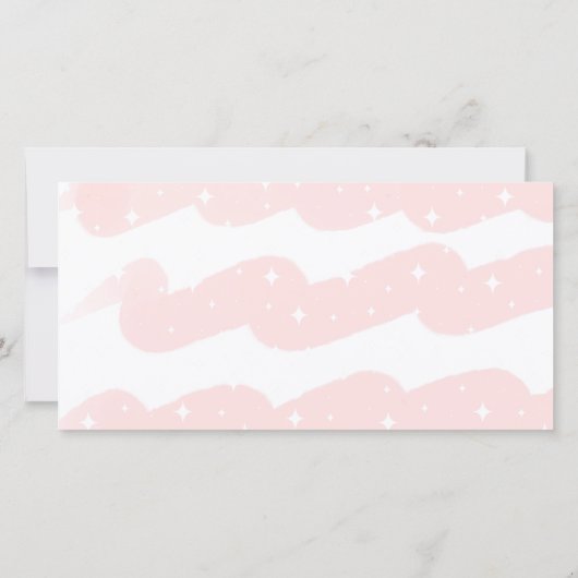 可愛いピンクの波の水の色スターガールフォト サンキューカード (裏面)