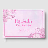 可愛いピンクの海底の世界 女の子の誕生日 ゲストブック (正面)