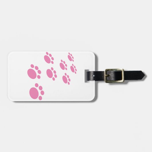 可愛いピンクの漫画ペットの前足トレイル ラゲッジタグ (正面横)