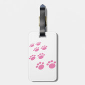 可愛いピンクの漫画ペットの前足トレイル ラゲッジタグ (裏面縦)
