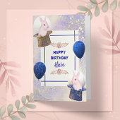 可愛いピンクの王室のウサギガーリーデザイン カード