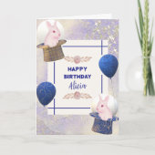 可愛いピンクの王室のウサギガーリーデザイン カード (正面)