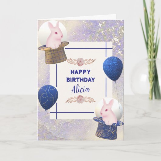 可愛いピンクの王室のウサギガーリーデザイン カード (正面)