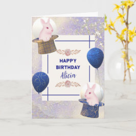 可愛いピンクの王室のウサギガーリーデザイン カード