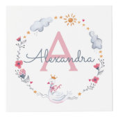 可愛いピンクの白鳥&サンフローラリースとモノグラム フォトキューブ (正面)