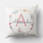 可愛いピンクの白鳥&太陽フローラリースw クッション (裏面)