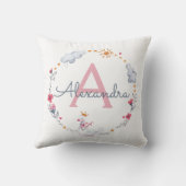 可愛いピンクの白鳥&太陽フローラリースw クッション (裏面)