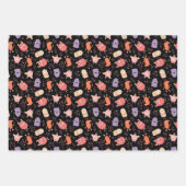 可愛いピンクの紫のモンスター配合ハロウィンパターン ラッピングペーパーシート (正面)