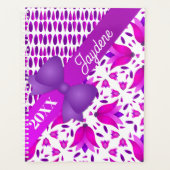 可愛いピンクの紫の花と弓 プランナー手帳 (正面)