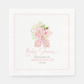 可愛いピンクの花のアルファベッ飾プ・ブロック スタンダードランチョンナプキン (正面)