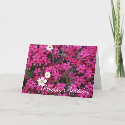 可愛いピンクの花のハッピーバースデーカード カード (正面)