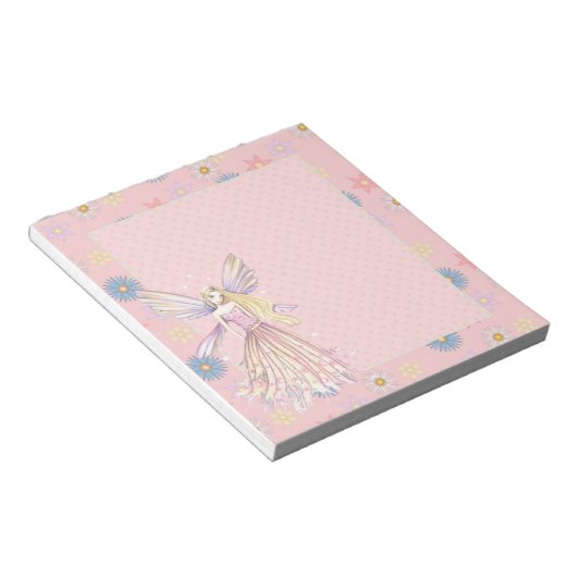 可愛いピンクの花の妖精ノート ノートパッド (アングル)