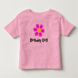 可愛いピンクの花を持つ誕生日ガール トドラーTシャツ