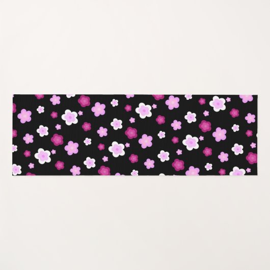 可愛いピンクの花フローラグラデーション ヨガマット (正面(横))
