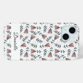可愛いピンクの花柄フラワーパターン ネーム Case-Mate iPhoneケース (裏面 (横))