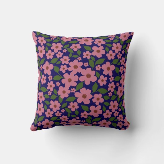 可愛いピンクの花柄 クッション (裏面)