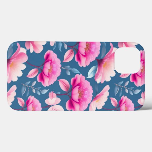 可愛いピンクの花柄 Case-Mate iPhoneケース (裏面 (横))
