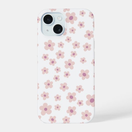 可愛いピンクの花柄iPhoneケース - エシカルケース iPhone 15ケース (裏面)