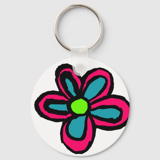 可愛いピンクの花 キーホルダー (正面)