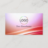 可愛いピンクの薄紫曲線デコールとロゴと写真 名刺 (正面)