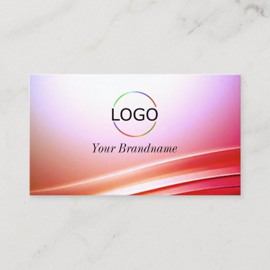 可愛いピンクの薄紫曲線デコールとロゴと写真 名刺 (正面)